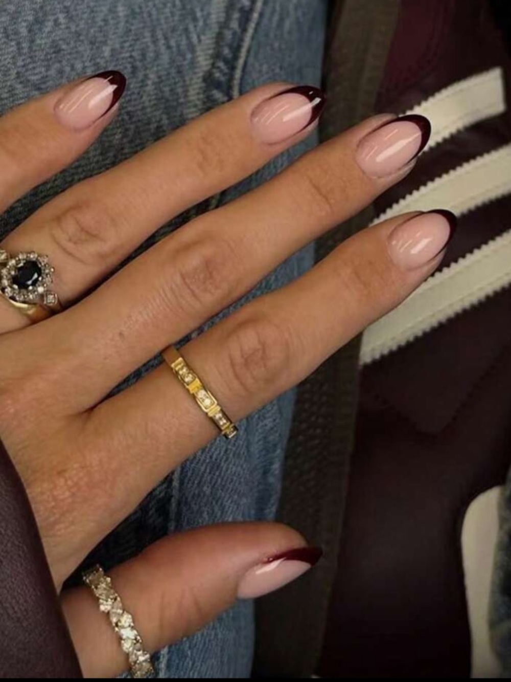 3/$25 -24pcs Oval Minimalist dark French Manicure Nail press ons